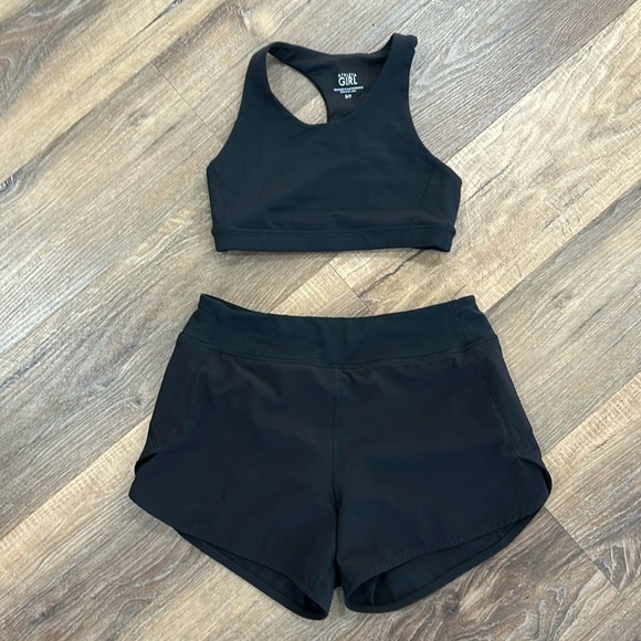 Athleta Other - Athleta girls short run the world 3”  black size M(8-10) and sporty top size S7